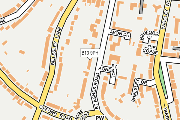 B13 9PH map - OS OpenMap – Local (Ordnance Survey)