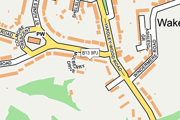 B13 9PJ map - OS OpenMap – Local (Ordnance Survey)