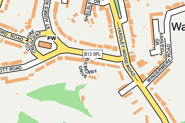 B13 9PL map - OS OpenMap – Local (Ordnance Survey)