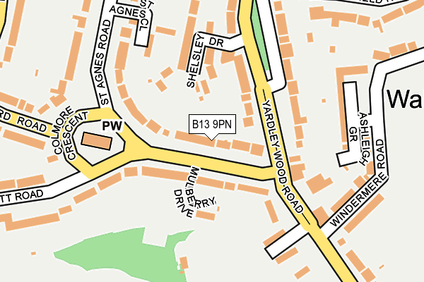 B13 9PN map - OS OpenMap – Local (Ordnance Survey)