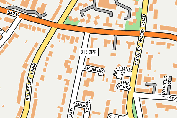 B13 9PP map - OS OpenMap – Local (Ordnance Survey)