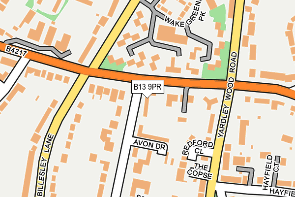 B13 9PR map - OS OpenMap – Local (Ordnance Survey)