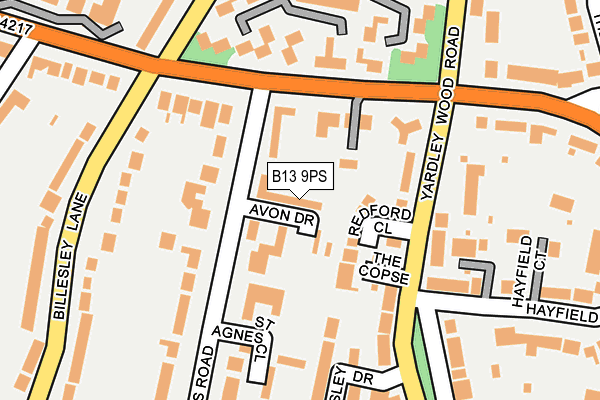 B13 9PS map - OS OpenMap – Local (Ordnance Survey)