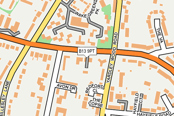 B13 9PT map - OS OpenMap – Local (Ordnance Survey)