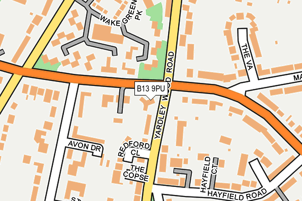 B13 9PU map - OS OpenMap – Local (Ordnance Survey)