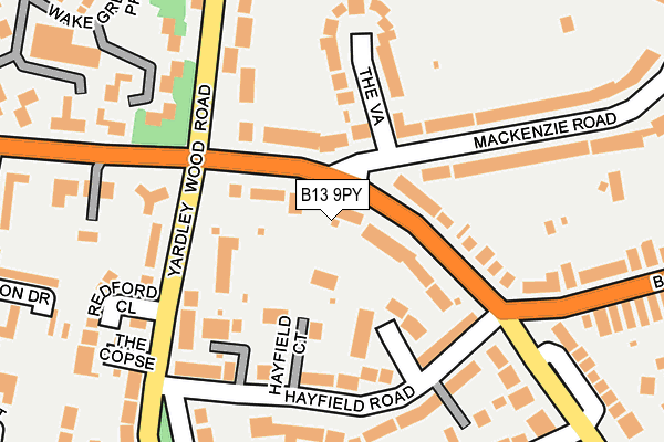 B13 9PY map - OS OpenMap – Local (Ordnance Survey)