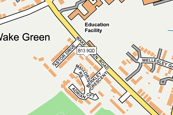 B13 9QD map - OS OpenMap – Local (Ordnance Survey)