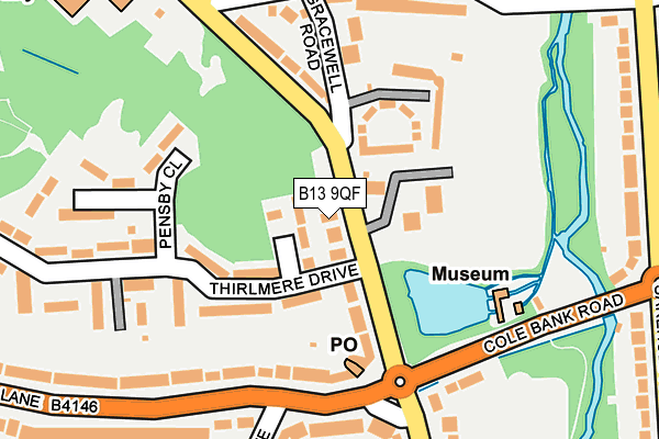 B13 9QF map - OS OpenMap – Local (Ordnance Survey)