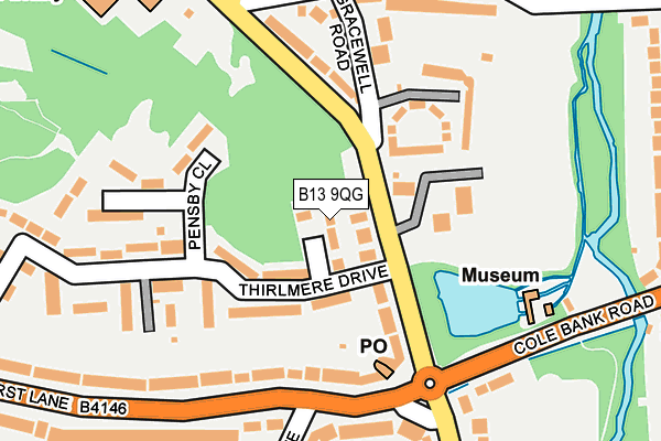 B13 9QG map - OS OpenMap – Local (Ordnance Survey)