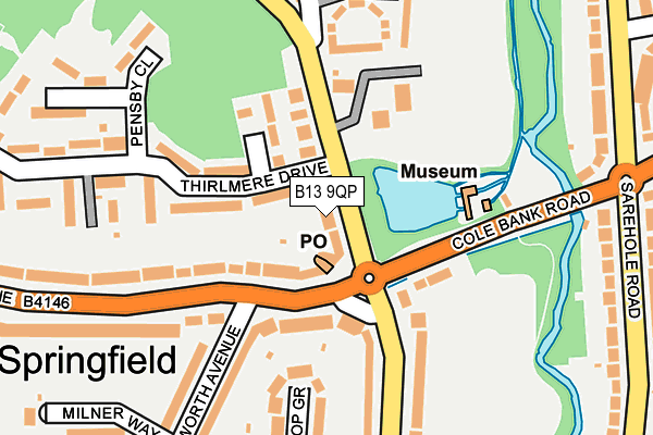 B13 9QP map - OS OpenMap – Local (Ordnance Survey)