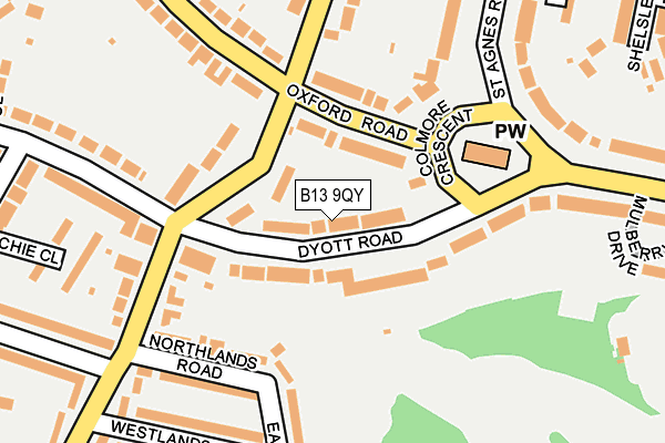 B13 9QY map - OS OpenMap – Local (Ordnance Survey)