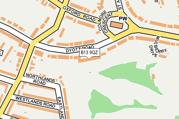 B13 9QZ map - OS OpenMap – Local (Ordnance Survey)