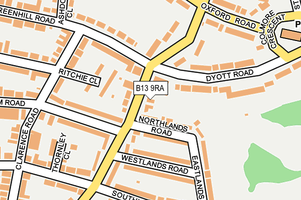 B13 9RA map - OS OpenMap – Local (Ordnance Survey)