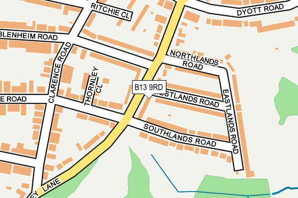 B13 9RD map - OS OpenMap – Local (Ordnance Survey)