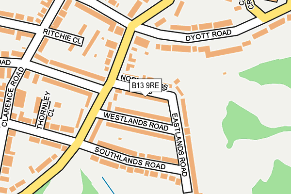 B13 9RE map - OS OpenMap – Local (Ordnance Survey)