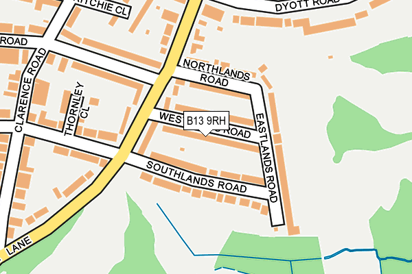 B13 9RH map - OS OpenMap – Local (Ordnance Survey)