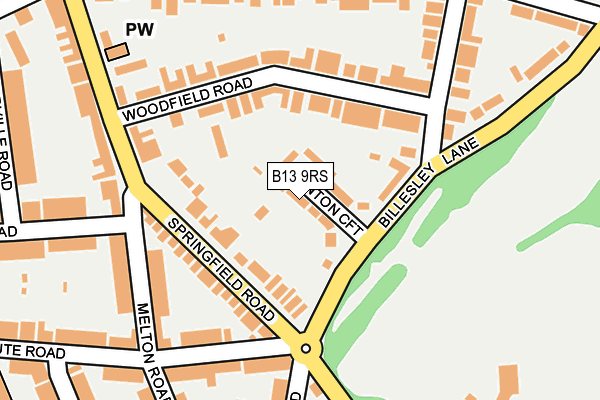 B13 9RS map - OS OpenMap – Local (Ordnance Survey)