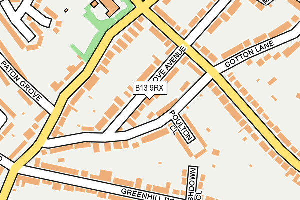 B13 9RX map - OS OpenMap – Local (Ordnance Survey)