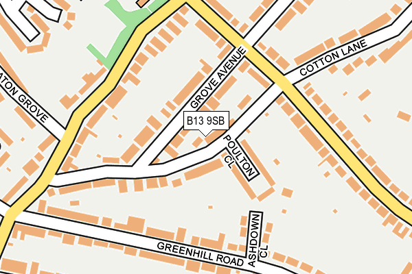 B13 9SB map - OS OpenMap – Local (Ordnance Survey)