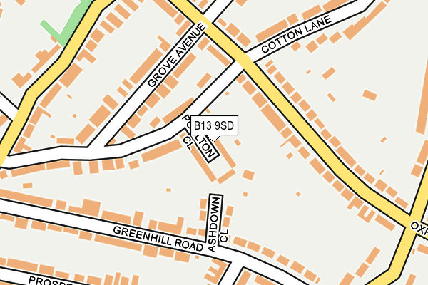 B13 9SD map - OS OpenMap – Local (Ordnance Survey)