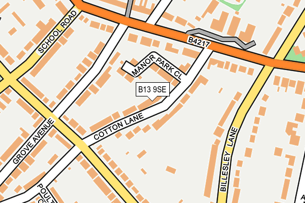 B13 9SE map - OS OpenMap – Local (Ordnance Survey)