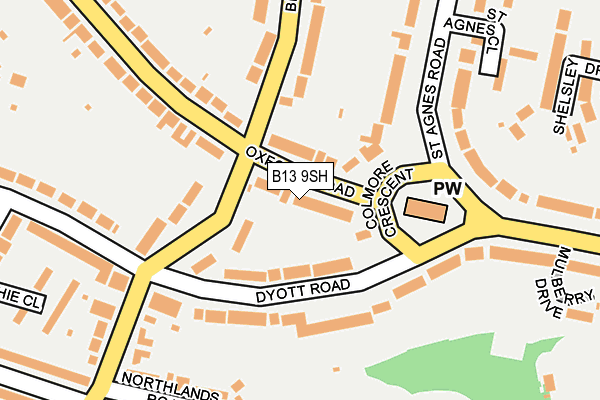 B13 9SH map - OS OpenMap – Local (Ordnance Survey)