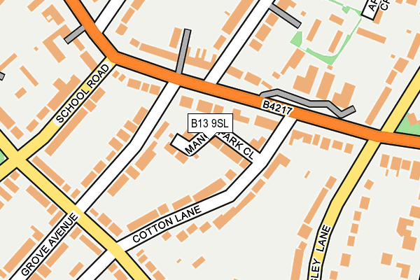 B13 9SL map - OS OpenMap – Local (Ordnance Survey)