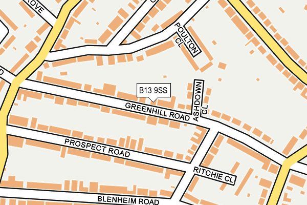 B13 9SS map - OS OpenMap – Local (Ordnance Survey)