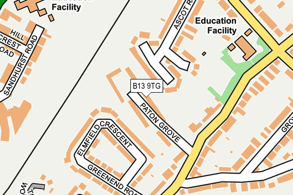 B13 9TG map - OS OpenMap – Local (Ordnance Survey)