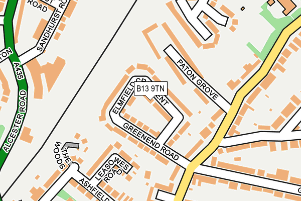 B13 9TN map - OS OpenMap – Local (Ordnance Survey)