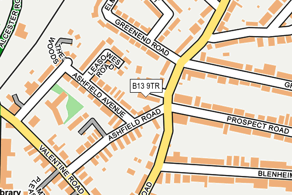 B13 9TR map - OS OpenMap – Local (Ordnance Survey)
