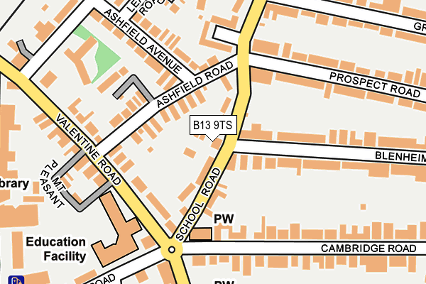 B13 9TS map - OS OpenMap – Local (Ordnance Survey)