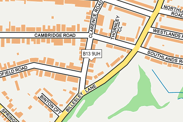 B13 9UH map - OS OpenMap – Local (Ordnance Survey)