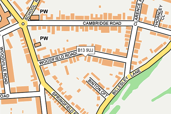 B13 9UJ map - OS OpenMap – Local (Ordnance Survey)