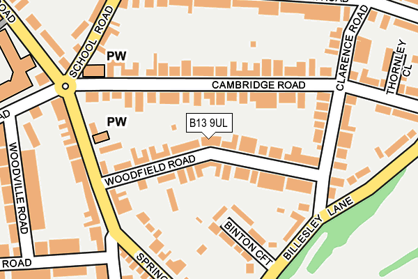 B13 9UL map - OS OpenMap – Local (Ordnance Survey)
