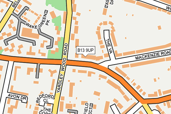 B13 9UP map - OS OpenMap – Local (Ordnance Survey)