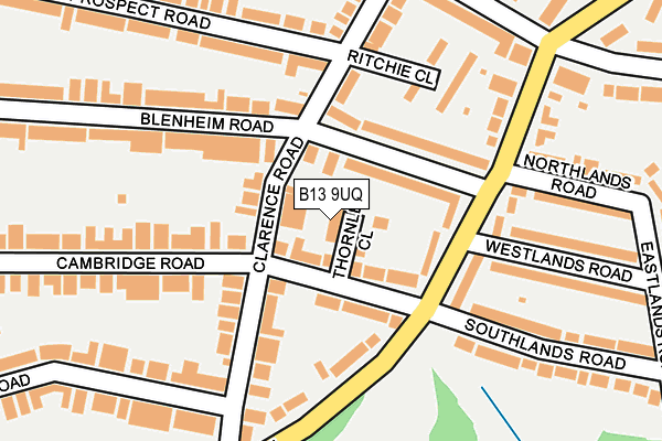 B13 9UQ map - OS OpenMap – Local (Ordnance Survey)
