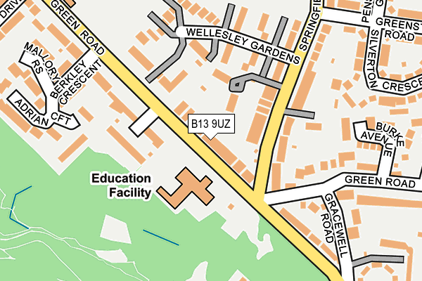 B13 9UZ map - OS OpenMap – Local (Ordnance Survey)
