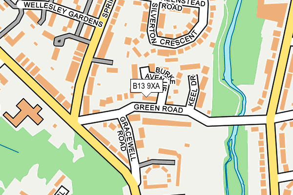 B13 9XA map - OS OpenMap – Local (Ordnance Survey)
