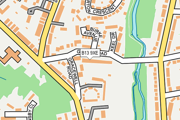B13 9XE map - OS OpenMap – Local (Ordnance Survey)