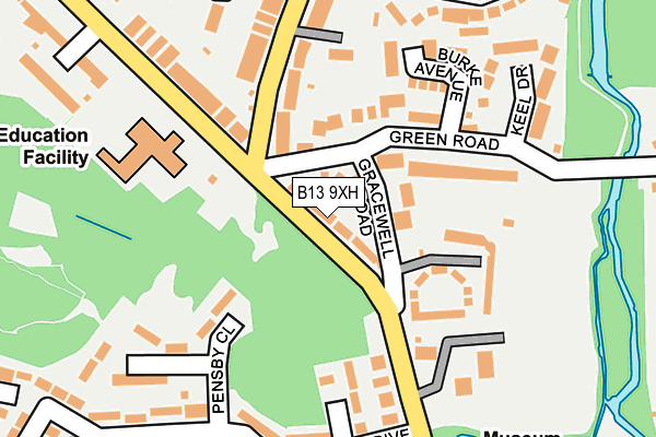 B13 9XH map - OS OpenMap – Local (Ordnance Survey)
