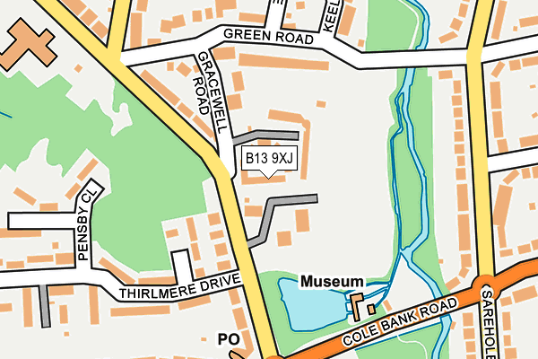 B13 9XJ map - OS OpenMap – Local (Ordnance Survey)