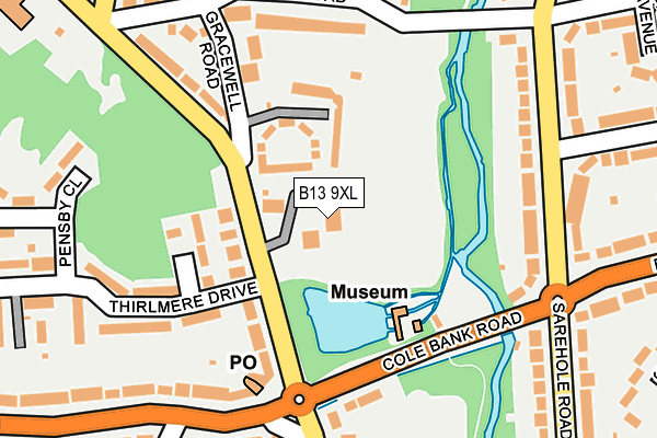 B13 9XL map - OS OpenMap – Local (Ordnance Survey)
