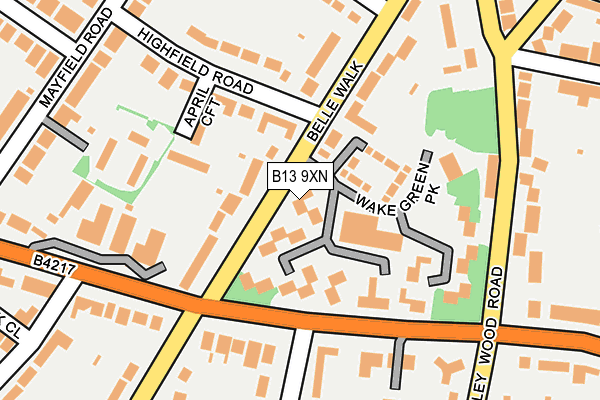 B13 9XN map - OS OpenMap – Local (Ordnance Survey)
