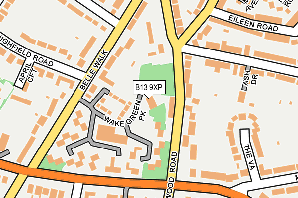 B13 9XP map - OS OpenMap – Local (Ordnance Survey)