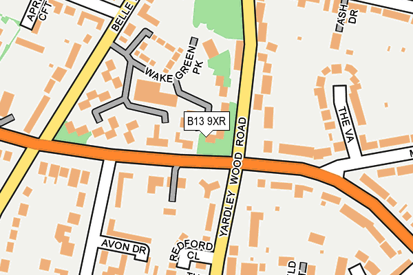 B13 9XR map - OS OpenMap – Local (Ordnance Survey)