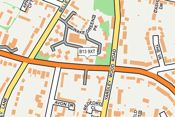 B13 9XT map - OS OpenMap – Local (Ordnance Survey)