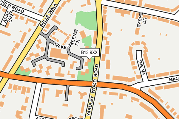 B13 9XX map - OS OpenMap – Local (Ordnance Survey)