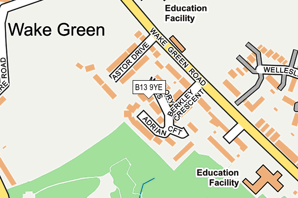 B13 9YE map - OS OpenMap – Local (Ordnance Survey)