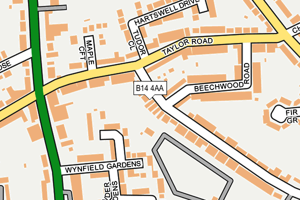 B14 4AA map - OS OpenMap – Local (Ordnance Survey)